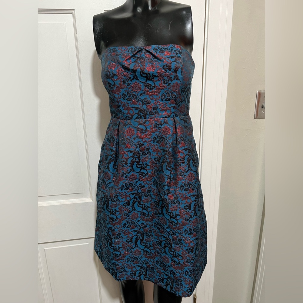 Womens Strapless Leifnotes Mauve Floral Dress Size 2